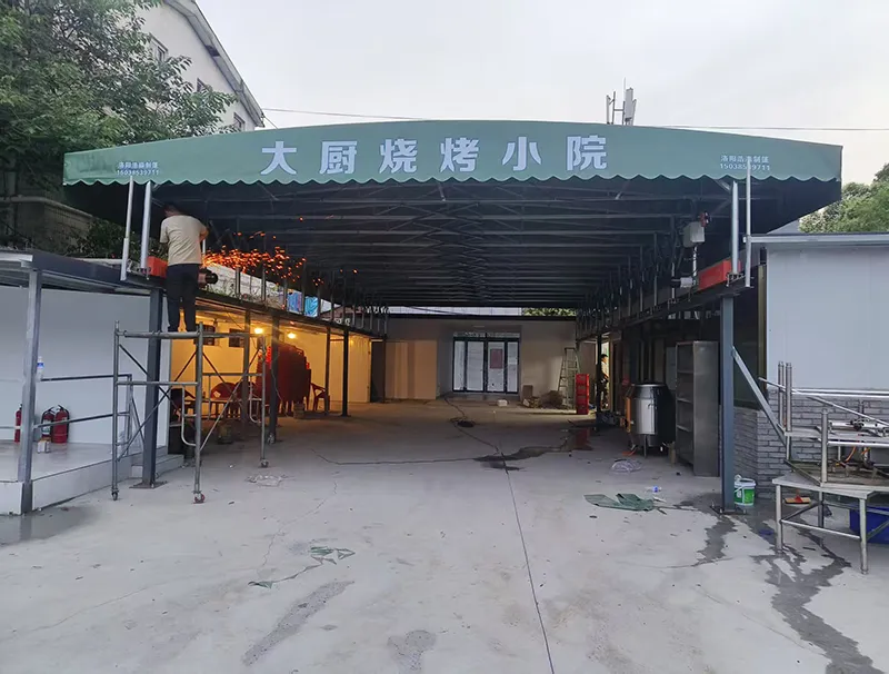 烧烤电动篷安装现场 烧烤电动篷安装现场