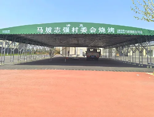 大型餐饮双立柱​移动推拉篷定制